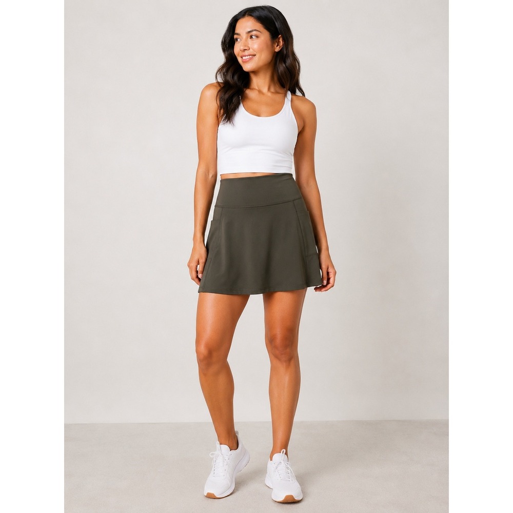 Santiny Women's Olive Green Athletic Tennis Golf Skort Skirt Shorts Size S NWT
